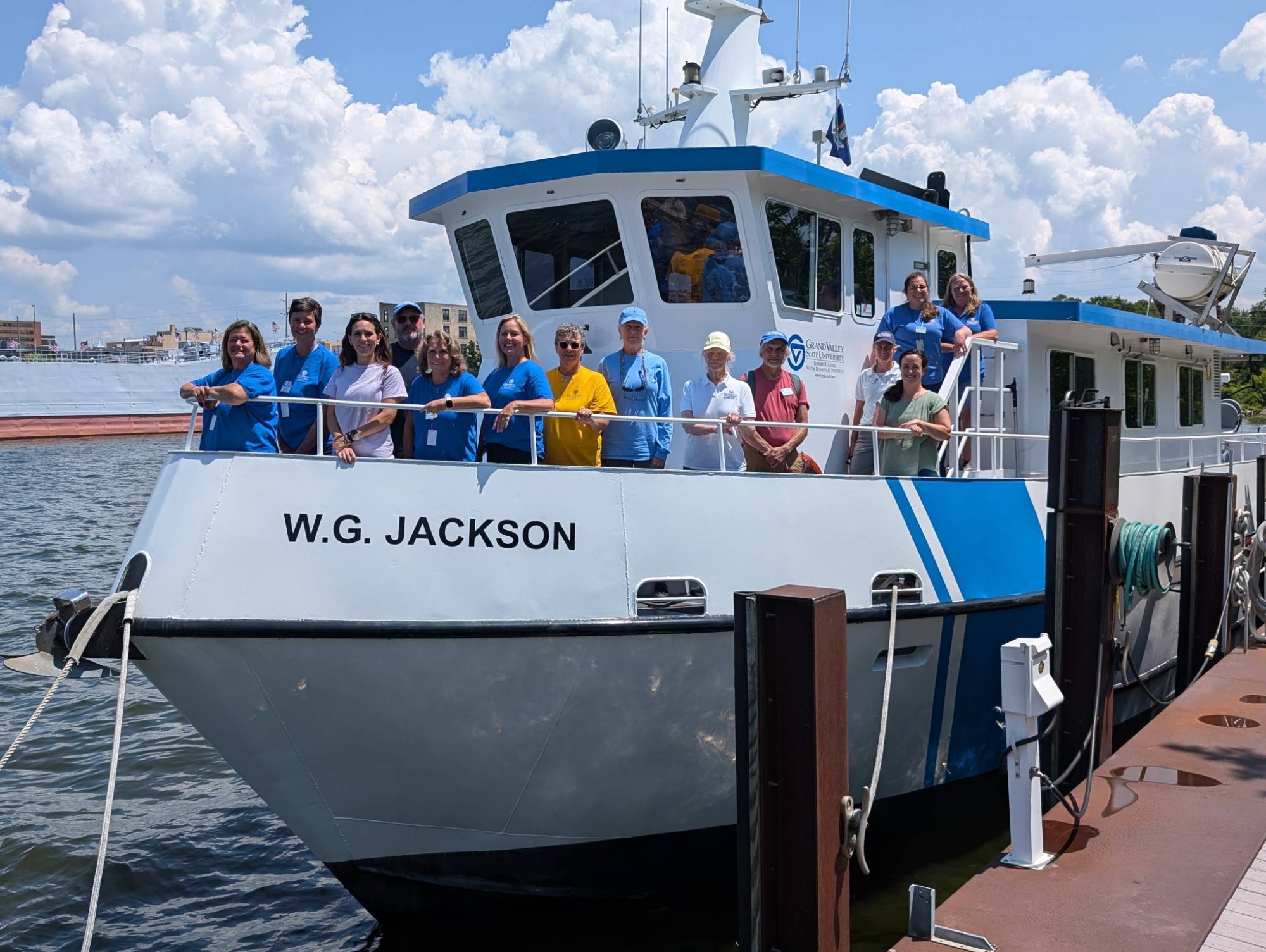 The outreach program staff aboard the W.G. Jackson research vessel